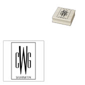 Tampons Encreurs Cadre simple 3 Lettre initiale Monogramme Nom #4 (Tamponné)