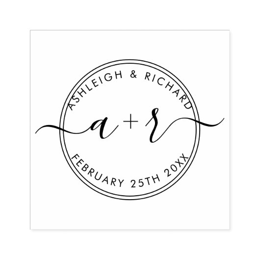 Tampons Encreurs Calligraphie Script Initiales Mariage Enregistrer  (Impression)