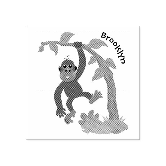 Tampons Encreurs Caricature de bébé gorille joyeux (Impression)