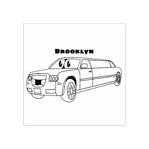 Tampons Encreurs Caricature de la Limousine bleu mignonne