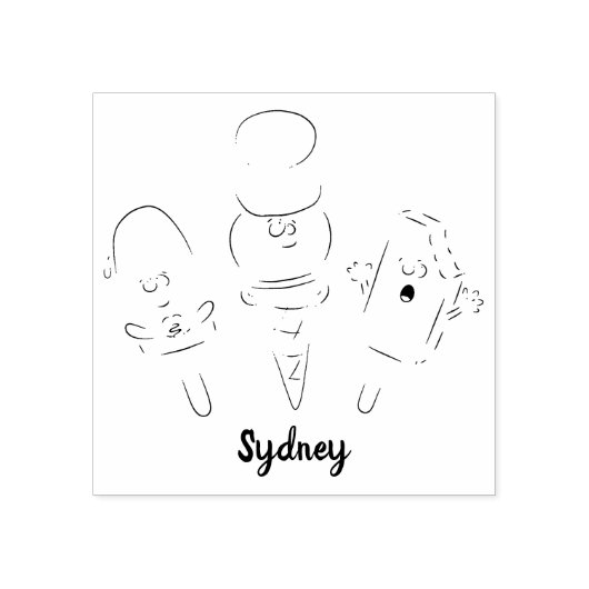 Tampons Encreurs Caricature drôles de popsicle à la crème glacée (Impression)