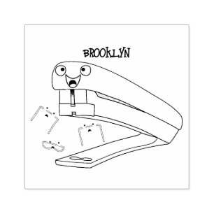 Tampons Encreurs Caricature en agrafeuse rouge pâle