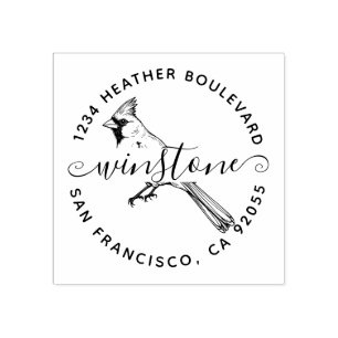 Tampons Encreurs Carte Cardinal Bird Adresse de retour Nom de famil