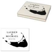Tampons Encreurs Carte de l'île Nantucket Mariage Monogramme (Tamponné)