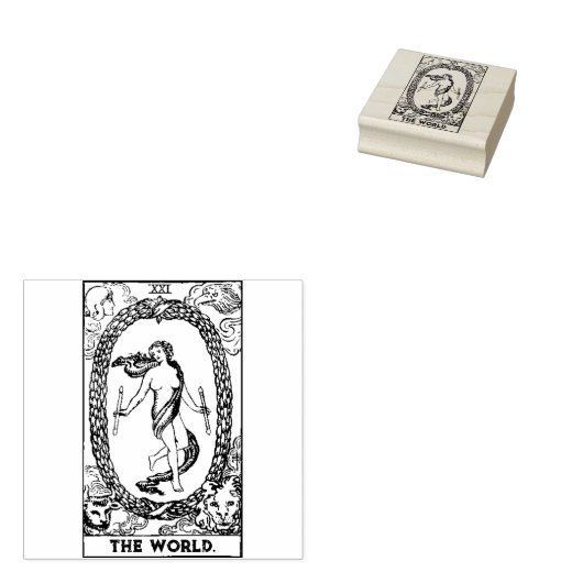 Tampons Encreurs Carte Tarot : Le monde : Texte personnalisé (Tamponné)