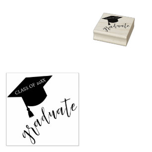 Tampons Encreurs Casquette de remise des diplômes minimaliste noir