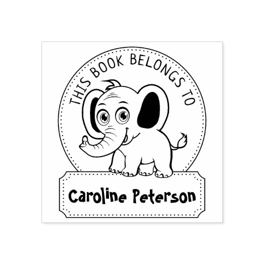 Tampons Encreurs Ce Livre Appartient À, Eléphant mignon, Livre Enfa (Impression)