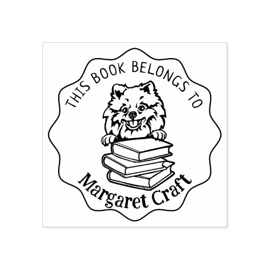 Tampons Encreurs Ce Livre Appartient À, Mignon Poméranien (Impression)