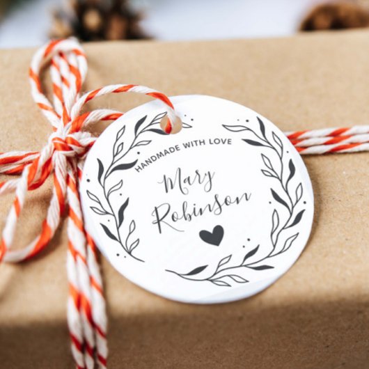 Tampons Encreurs Cercle Feuille Moderne Nom Personnalisé Fait À La