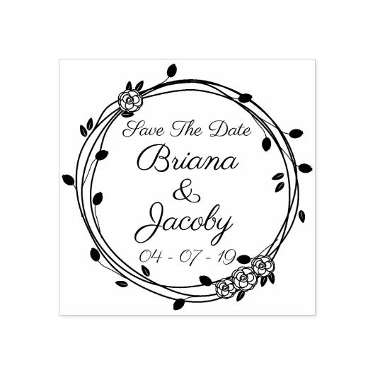 Tampons Encreurs Cercle Roses Romantiques Enregistrer La Date (Impression)