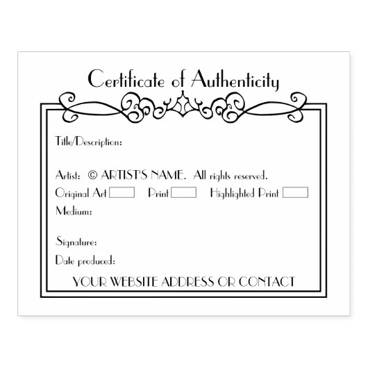 Tampons Encreurs Certificat d'authenticité de certificat d'authenti (Impression)