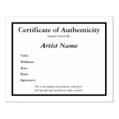 Tampons Encreurs Certificat d'authenticité Modèle d'art (Impression)