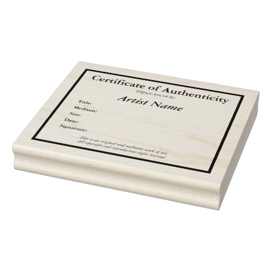 Tampons Encreurs Certificat d'authenticité Modèle d'art (Tampon)