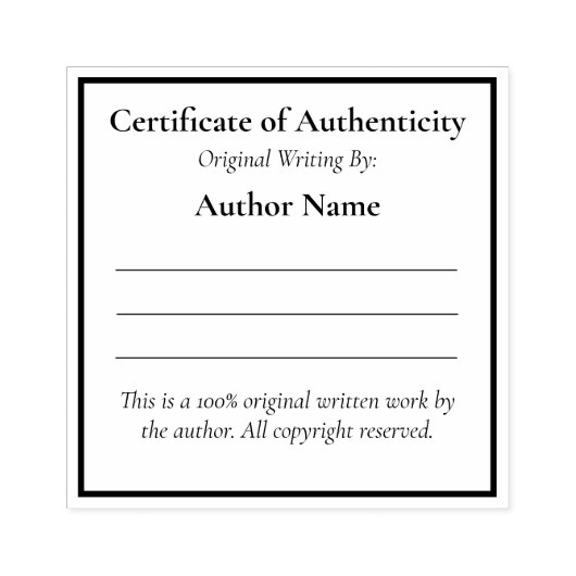 Tampons Encreurs Certificat d'authenticité pour les écrivains (Impression)