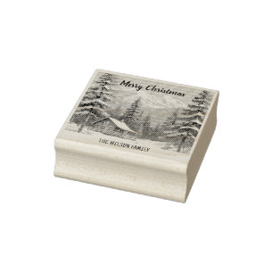 Tampons Encreurs Chalet de Famille Rustique de Noël en Pays de Neig