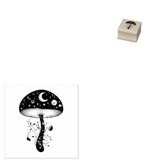 Tampons Encreurs Champignons célestes avec lune et étoiles (Tamponné)