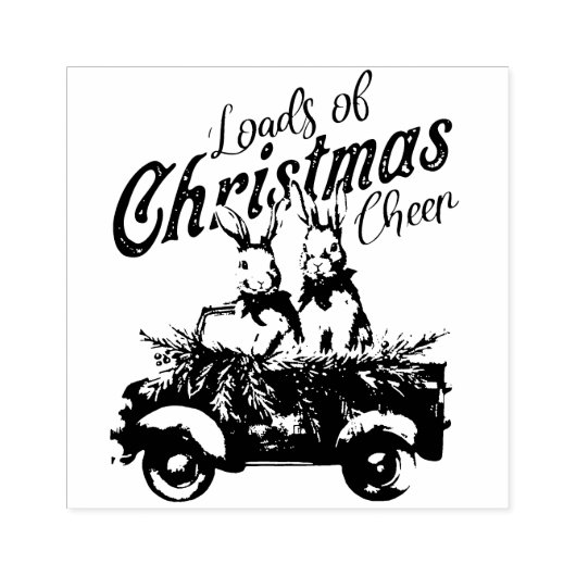 Tampons Encreurs Charges de lapins de Noël en Camion Retro (Impression)