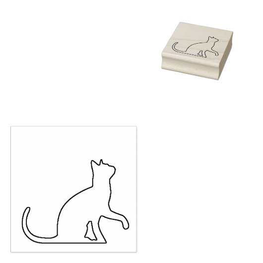 Tampons Encreurs Chat assis avec un stylo d'art prélevé (Tamponné)