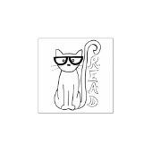 Tampons Encreurs Chat avec lunettes et signe Lire (Impression)