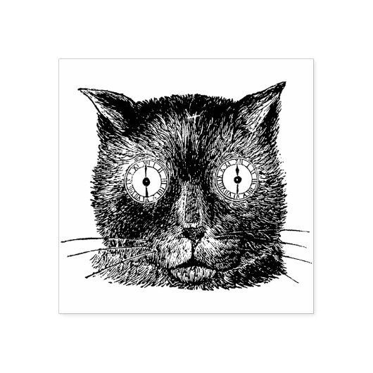 Tampons Encreurs Chat avec yeux d'horloge (Impression)