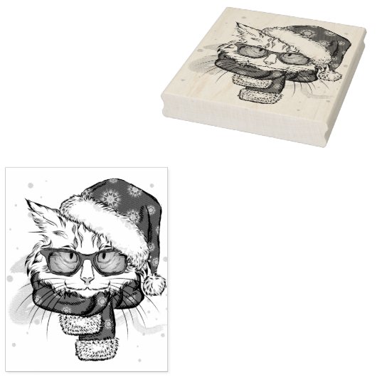 Tampons Encreurs Chat blanc mignon Joyeux Noël (Tamponné)