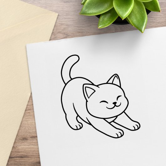 Tampons Encreurs Chat blanc qui s'étire