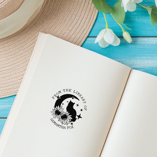 Tampons Encreurs Chat de lune mystique de la bibliothèque de