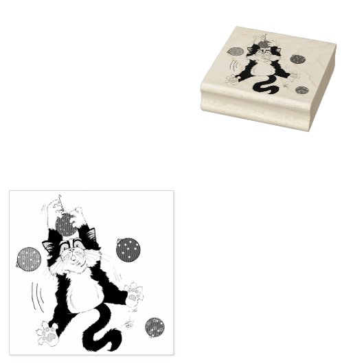 Tampons Encreurs Chat de Noël noir blanc Tuxedo (Tamponné)