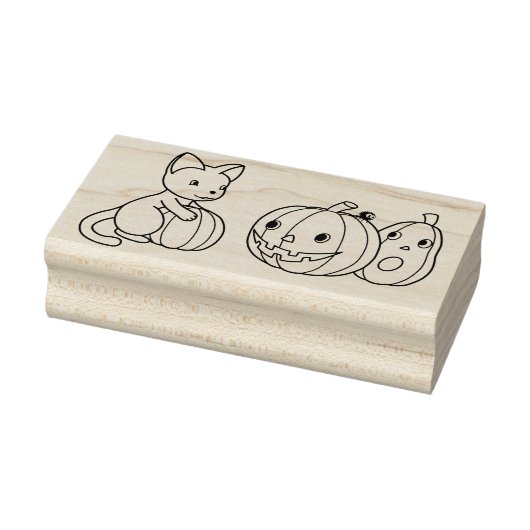 Tampons Encreurs Chat d'Halloween et Citrouille me couleur (Tampon)