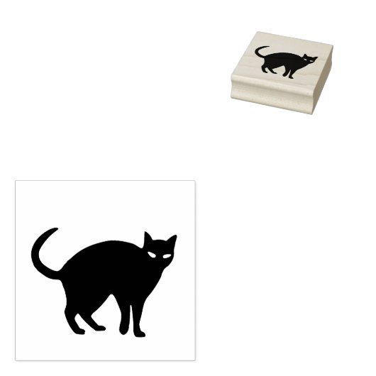 Tampons Encreurs Chat éffrayant avec un timbre d'art en arrière-pla (Tamponné)