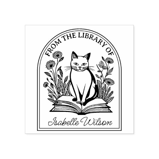 Tampons Encreurs Chat floral, Plaque personnalisée (Impression)