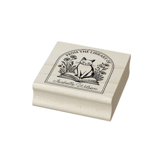 Tampons Encreurs Chat floral, Plaque personnalisée (Tampon)