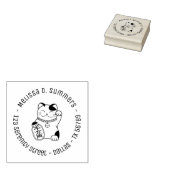 Tampons Encreurs Chat Lucky Japonais, Maneki Neko Adresse ronde 4 (Tamponné)