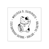 Tampons Encreurs Chat Lucky Japonais, Maneki Neko Adresse ronde 4 (Impression)