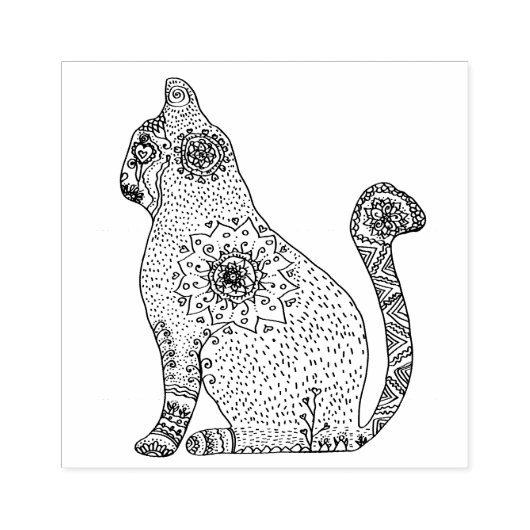 Tampons Encreurs Chat, Mandala Chat Timbre d'art en bois (Impression)