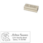 Tampons Encreurs Chat mignon sous parapluie Adresse Timbre en caout (Tamponné)