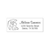 Tampons Encreurs Chat mignon sous parapluie Adresse Timbre en caout (Impression)