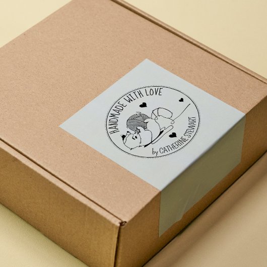 Tampons Encreurs Chat mignonne avec balle en laine fait main avec a