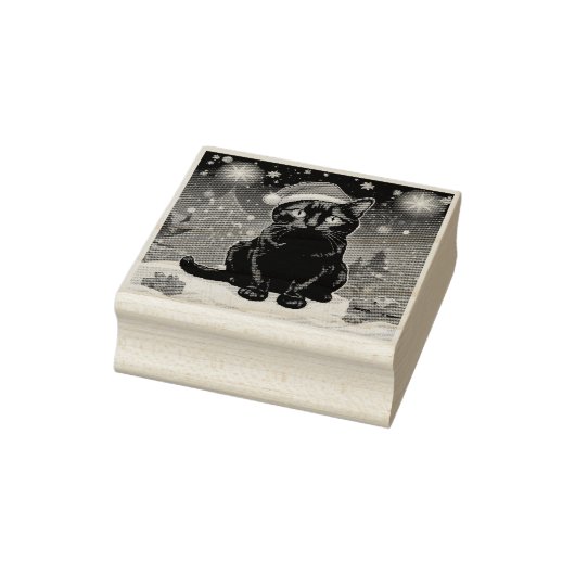 Tampons Encreurs Chat Noir de Noël - Chapeau de Père Noël Photo per (Tampon)