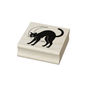 Tampons Encreurs Chat noir et lune croissante en dessin au trait