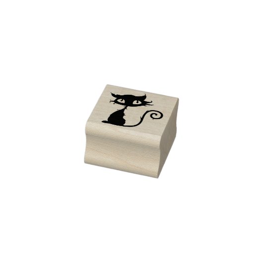 Tampons Encreurs Chat noir mignon Gros yeux Halloween Timbre en cao (Tampon)