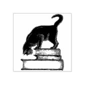 Tampons Encreurs Chat noir sur les livres Timbre en caoutchouc (Impression)