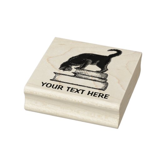 Tampons Encreurs Chat noir sur les livres Timbre en caoutchouc (Tampon)