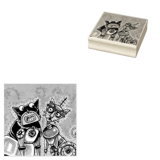 TAMPONS ENCREURS CHAT ROBOT ET POIDS DE CHIENS POITRINE EN CAOUTCHO (Tamponné)