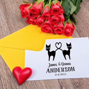 Tampons Encreurs Chats d'amour mignons avec cœur mariage personnali