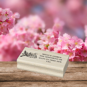 Tampons Encreurs Cherry Blossom Floral Mariage Adresse de retour