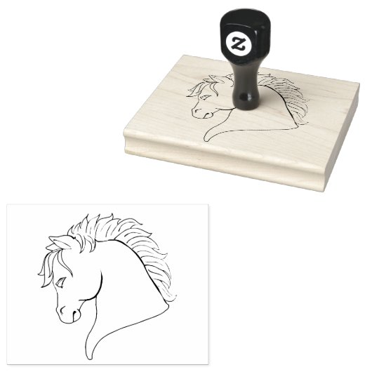 Tampons Encreurs Cheval Head, Line Art, Grand Timbre en caoutchouc  (Tamponné)