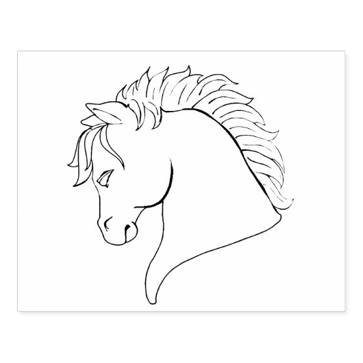 Tampons Encreurs Cheval Head, Line Art, Grand Timbre en caoutchouc  (Impression)