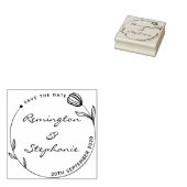 Tampons Encreurs Chic Belle Fleur Rond Enregistrer La Date (Tamponné)