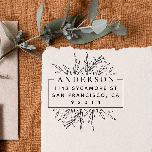 Tampons Encreurs Chic Pré-dessiné Nom Feuilles Adresse de retour